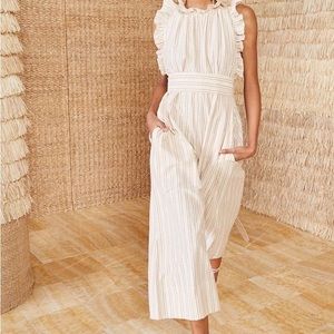Ulla Johnson Simka Stripe Neutral Jumpsuit sz M-L